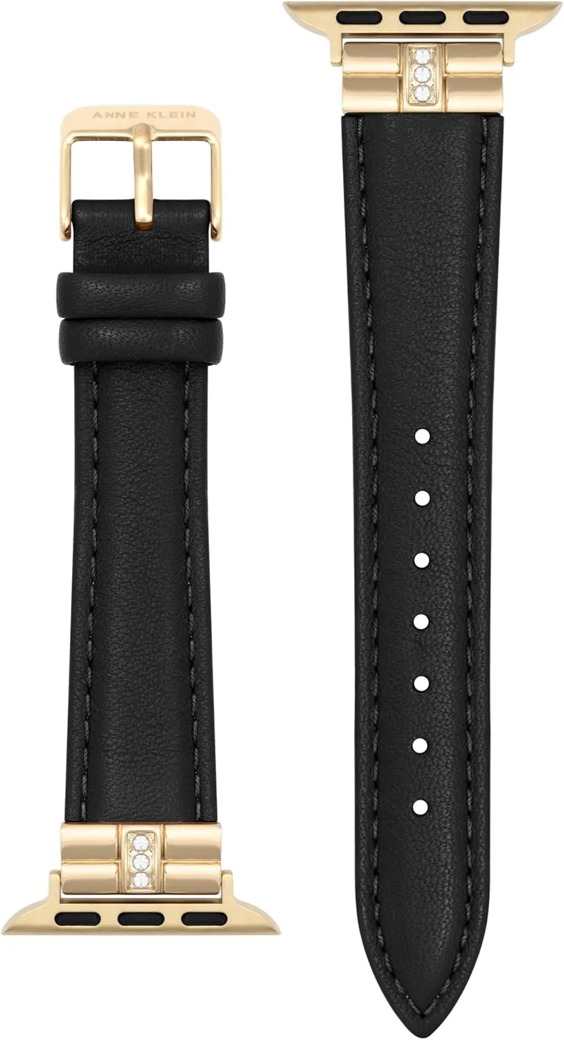 Anne Klein Sustainable Leather Fashion Band for Apple Watch Secure, Adjustable, Apple Watch Band Replacement, Fits Most Wrists