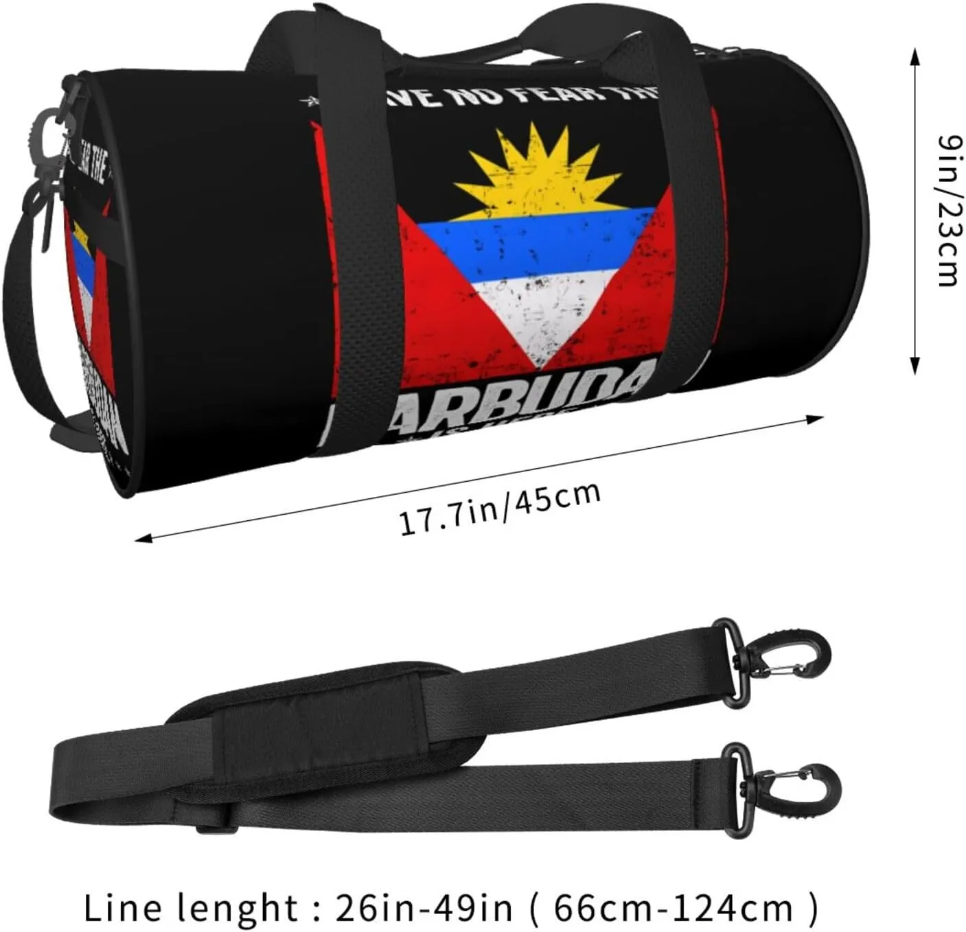 Antigua and Barbuda Flag Barbudan Is Here Round Travel Duffel Bag Large Capacity Gym Sports Bags for Hiking Vacation Trips