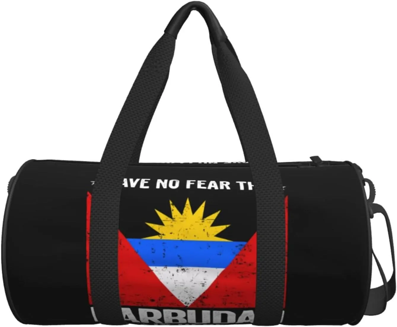 Antigua and Barbuda Flag Barbudan Is Here Round Travel Duffel Bag Large Capacity Gym Sports Bags for Hiking Vacation Trips