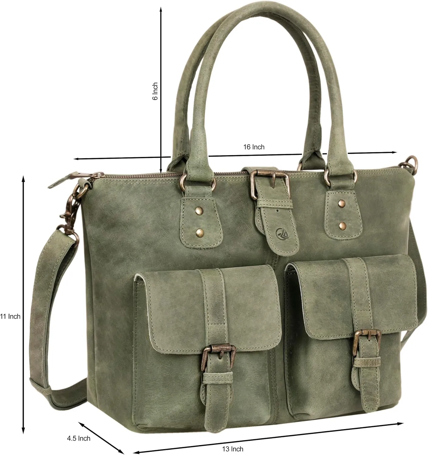 ANTONIO VALERIA Beck Hunter Leather Top Handle Bag for Women