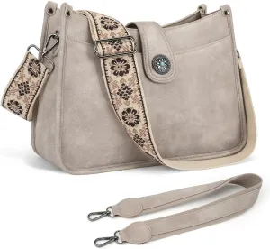 APHISON Crossbody Bags For Women Trendy, Leather Hobo Handbag Crossbody Purses Shoulder Bucket Bag with 2 Strap