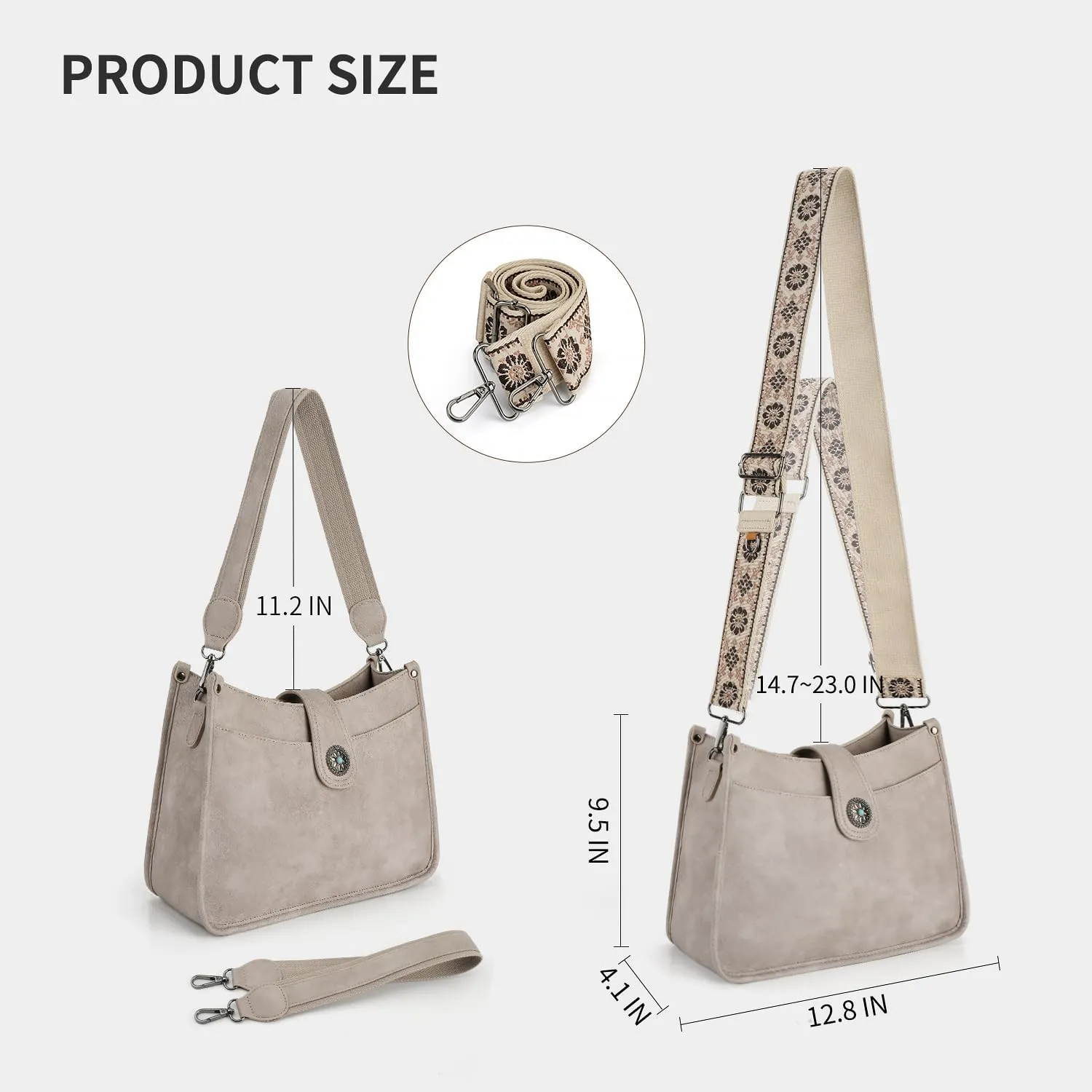 APHISON Crossbody Bags For Women Trendy, Leather Hobo Handbag Crossbody Purses Shoulder Bucket Bag with 2 Strap