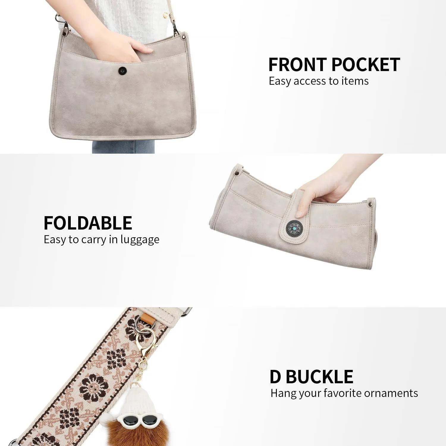 APHISON Crossbody Bags For Women Trendy, Leather Hobo Handbag Crossbody Purses Shoulder Bucket Bag with 2 Strap
