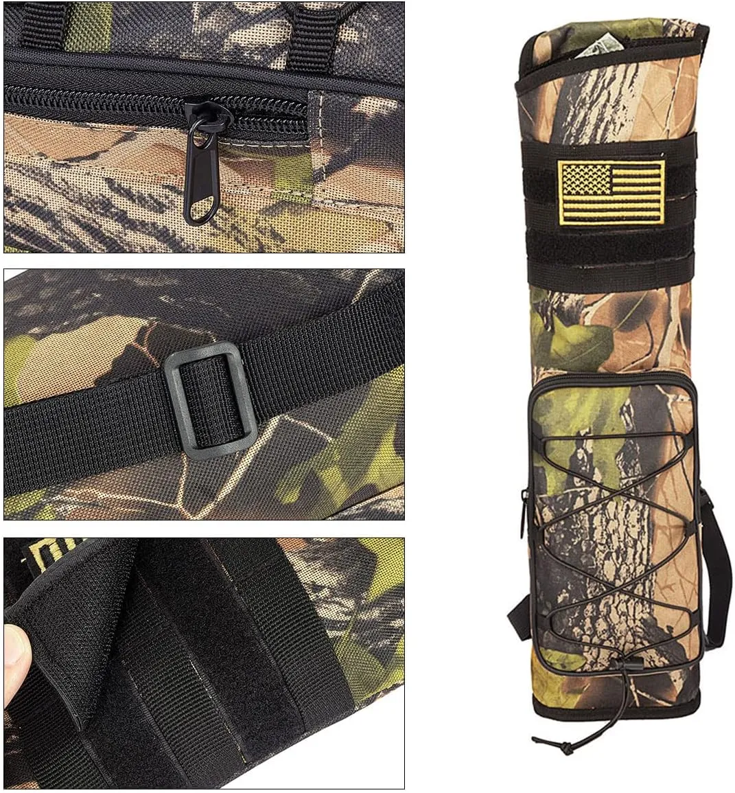 Archery Quiver for Arrows Multi-Function Back with Molle System Tactical Arrow Holder Archery Bag Accessories and Pockets for Hunting Shooting Target Practice