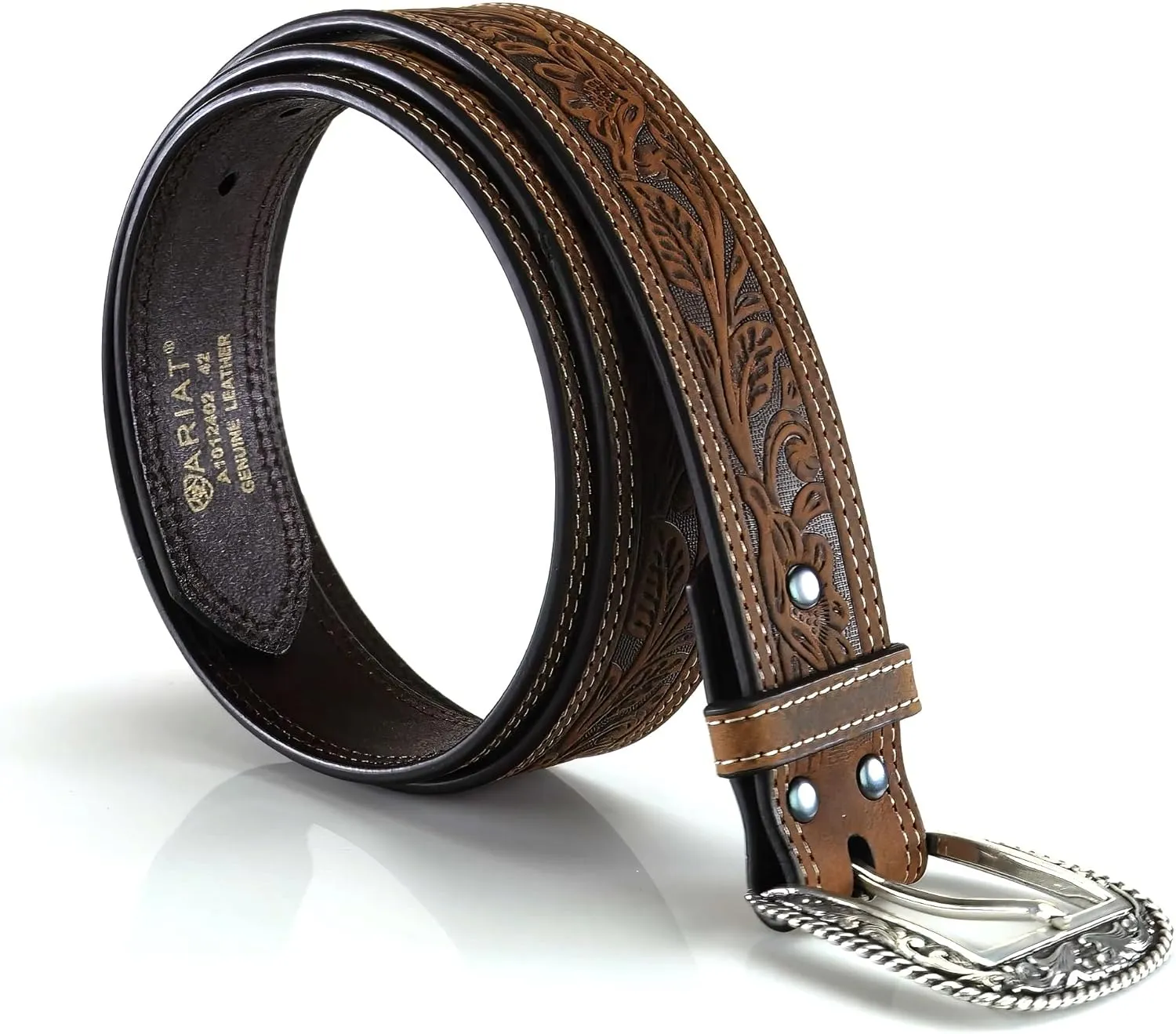 ARIAT Men's Floral Embose Buckle Belt