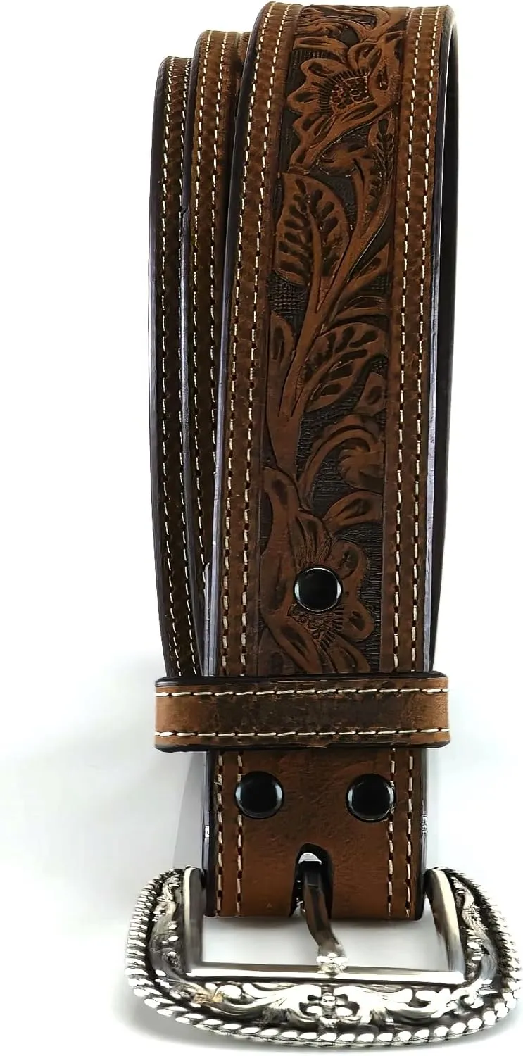 ARIAT Men's Floral Embose Buckle Belt