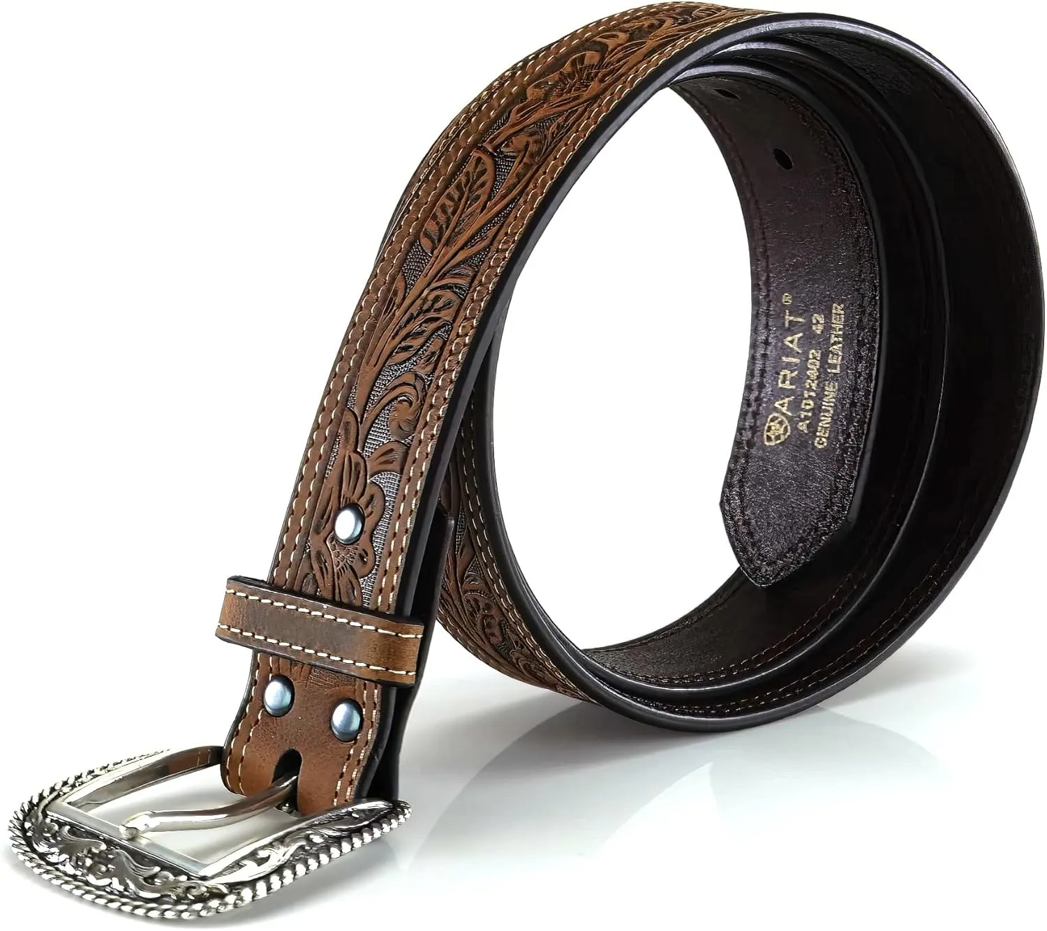 ARIAT Men's Floral Embose Buckle Belt
