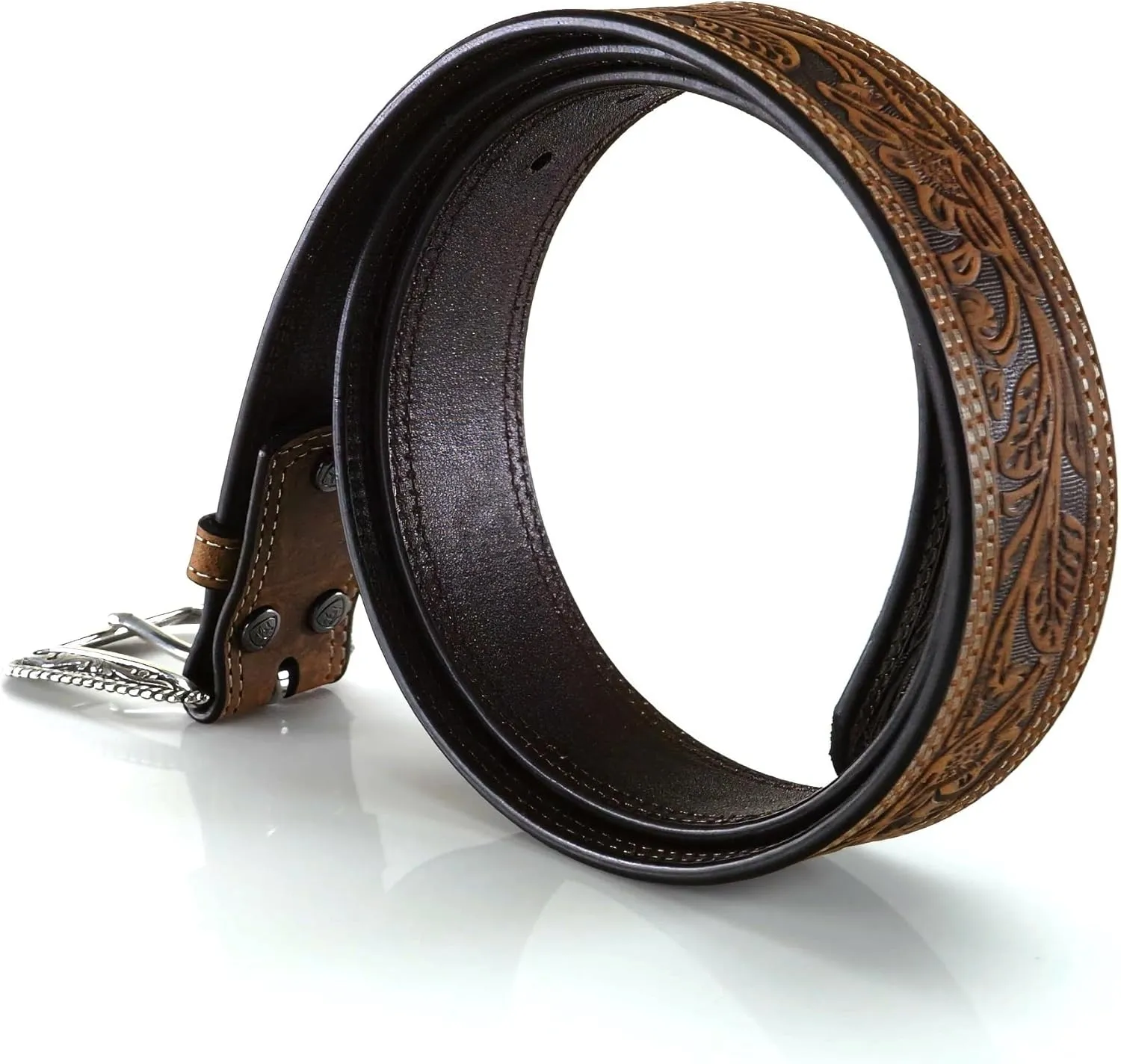ARIAT Men's Floral Embose Buckle Belt