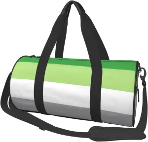 Aromantic Pride Flag LGBTQ Round Travel Duffel Bag Large Capacity Gym Sports Bags for Hiking Vacation Trips