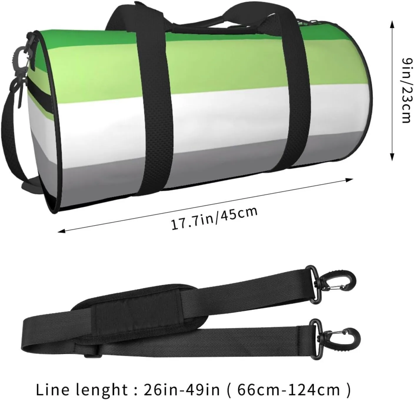 Aromantic Pride Flag LGBTQ Round Travel Duffel Bag Large Capacity Gym Sports Bags for Hiking Vacation Trips