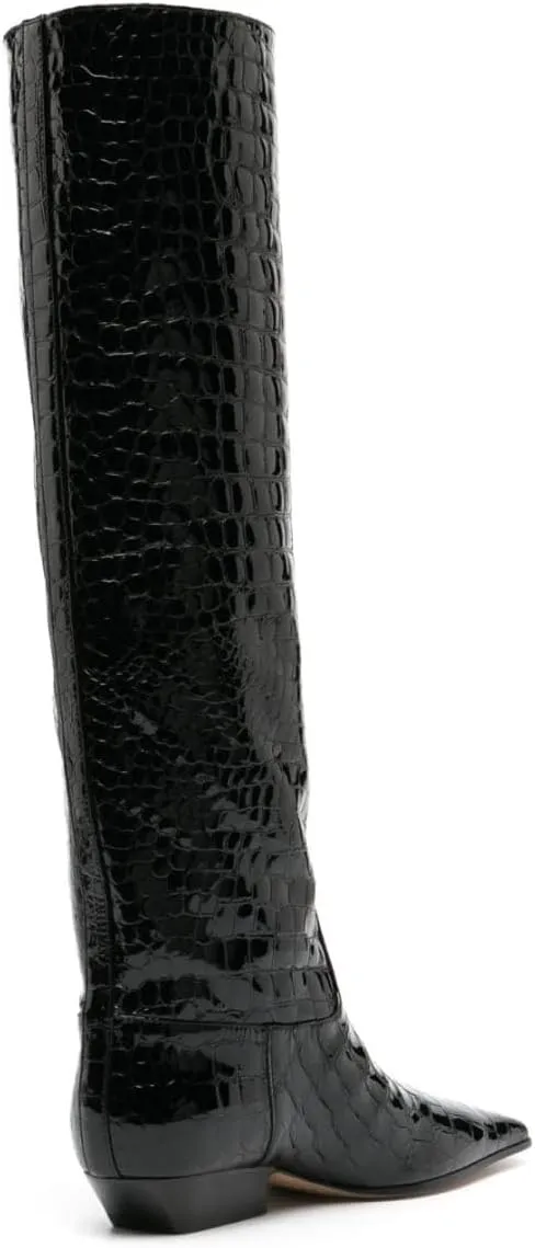 Arqa Women's Square Toe Knee High Boots Low Block Heel Slouchy Boot Comfort Western Riding Boots for Women