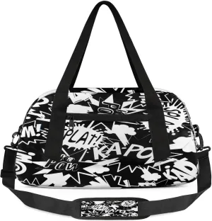 Art Alphabet Graffiti Kids Duffel Bag Lightweight Waterproof Sports Gym Bag with Front Zipper Pocket Foldable Weekender Overnight Bag for School Practice Gymnastic Ballet