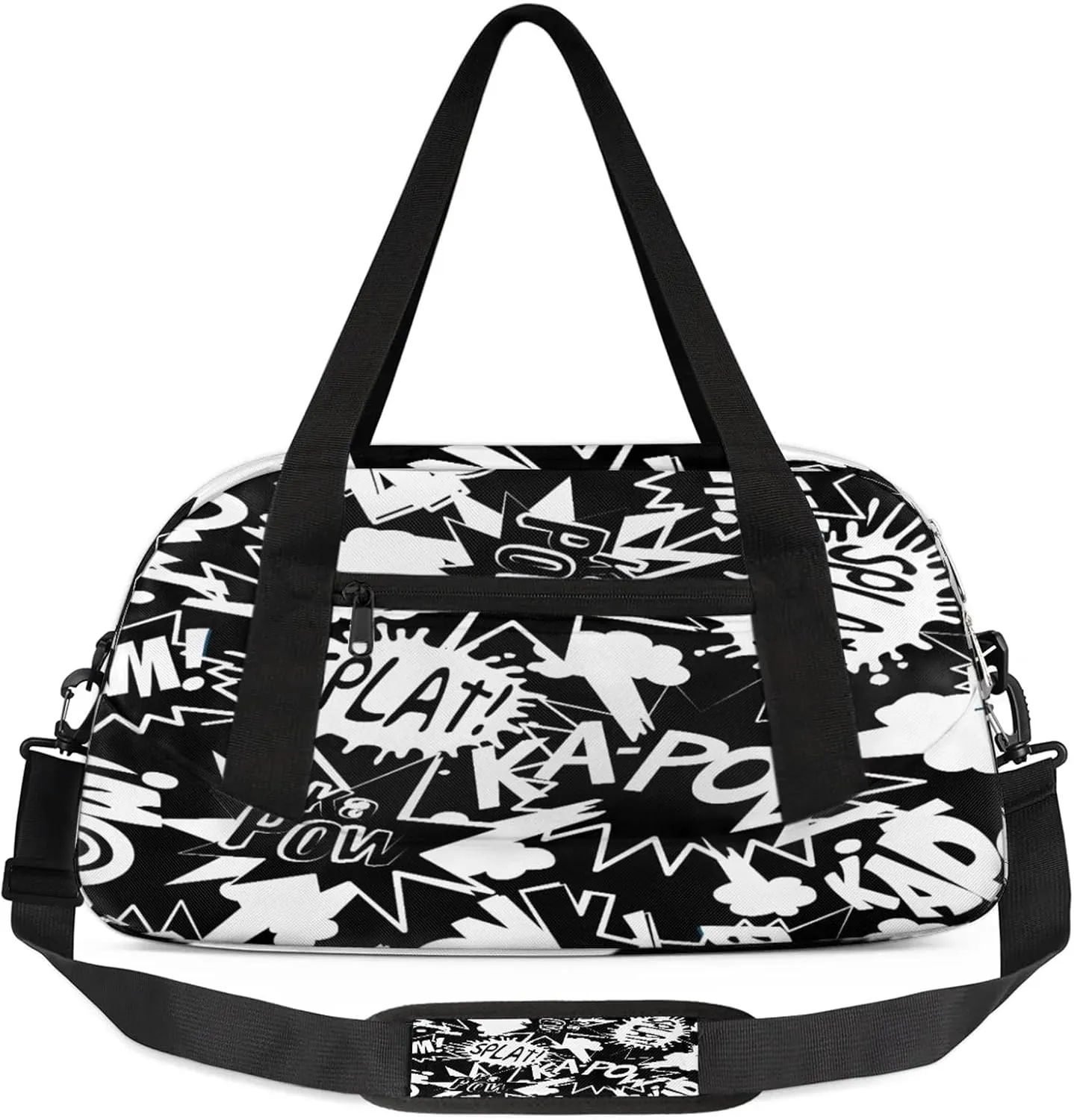 Art Alphabet Graffiti Kids Duffel Bag Lightweight Waterproof Sports Gym Bag with Front Zipper Pocket Foldable Weekender Overnight Bag for School Practice Gymnastic Ballet