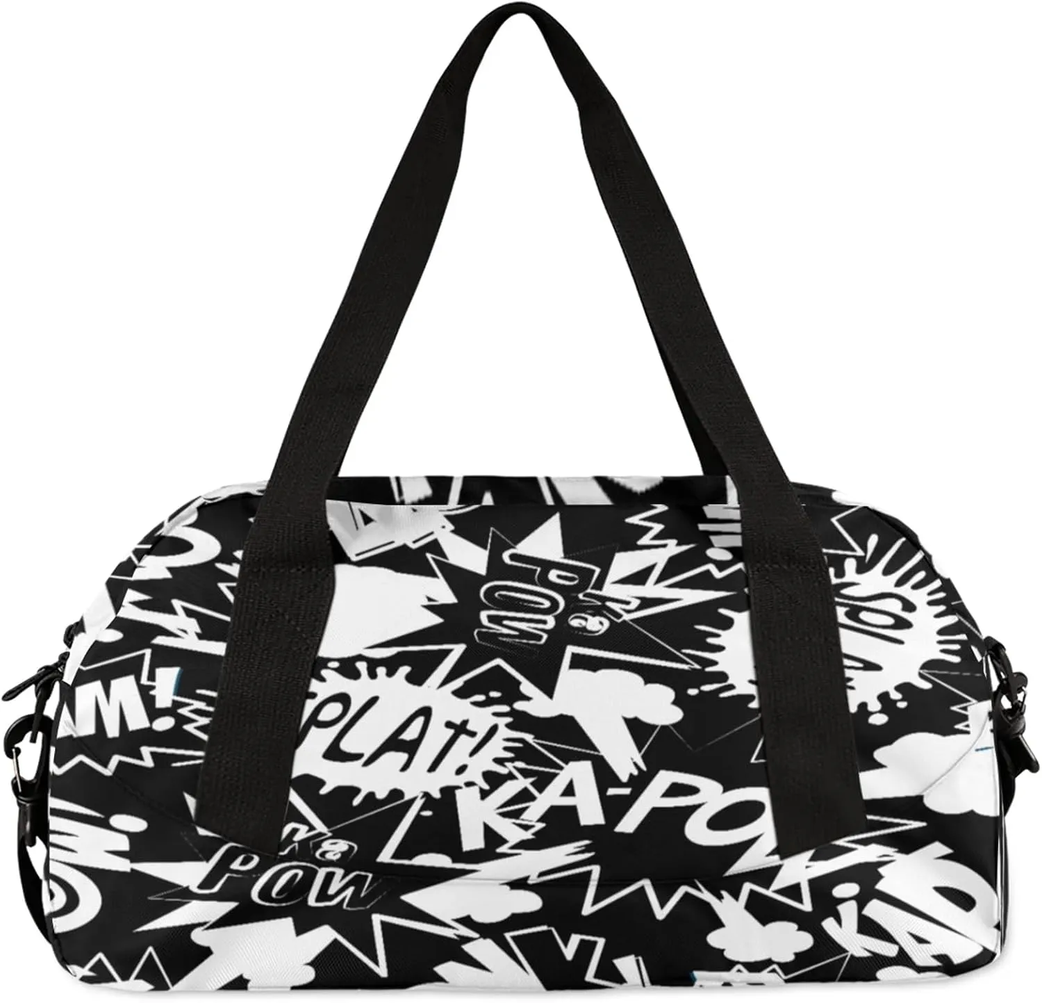 Art Alphabet Graffiti Kids Duffel Bag Lightweight Waterproof Sports Gym Bag with Front Zipper Pocket Foldable Weekender Overnight Bag for School Practice Gymnastic Ballet