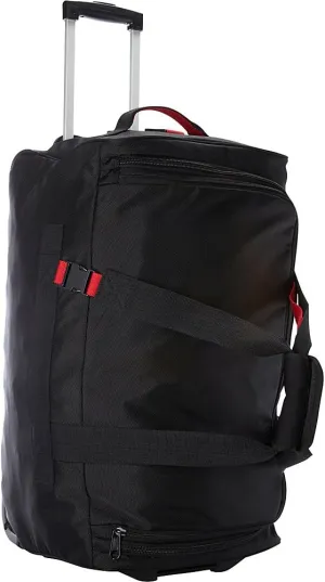 A.SAKS Luggage Lightweight Rolling Trolley Duffel with Wheels (Black/Red, 25-inch)