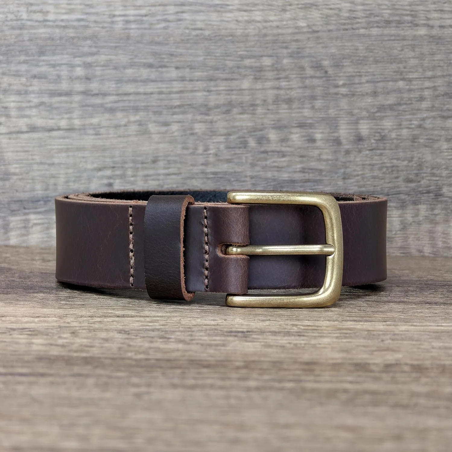 Ashford Ridge Made in England 34mm Full Hide Leather Belt with Brass Colour Buckle