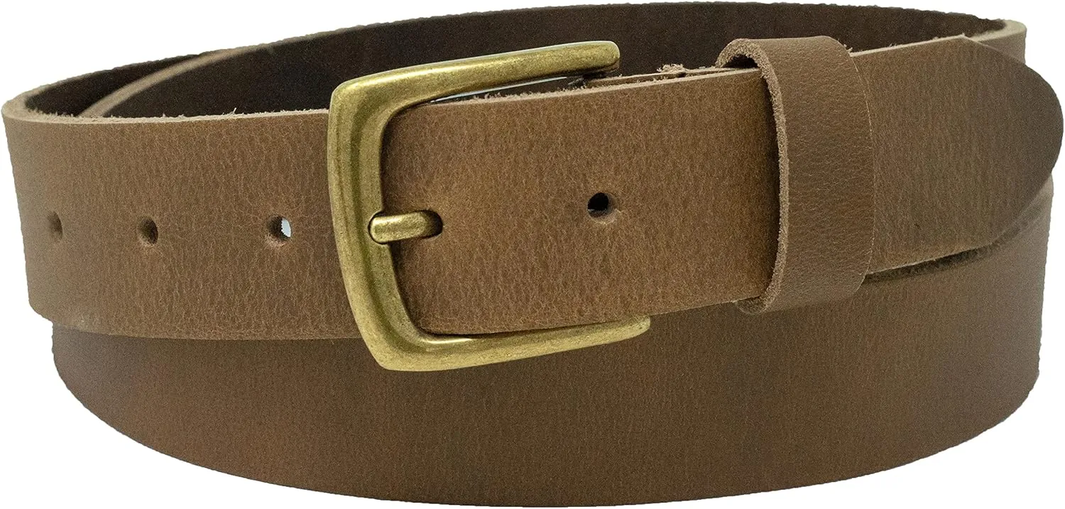 Ashford Ridge Made in England 34mm Full Hide Leather Belt with Brass Colour Buckle