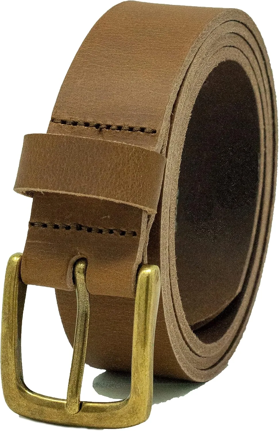 Ashford Ridge Made in England 34mm Full Hide Leather Belt with Brass Colour Buckle