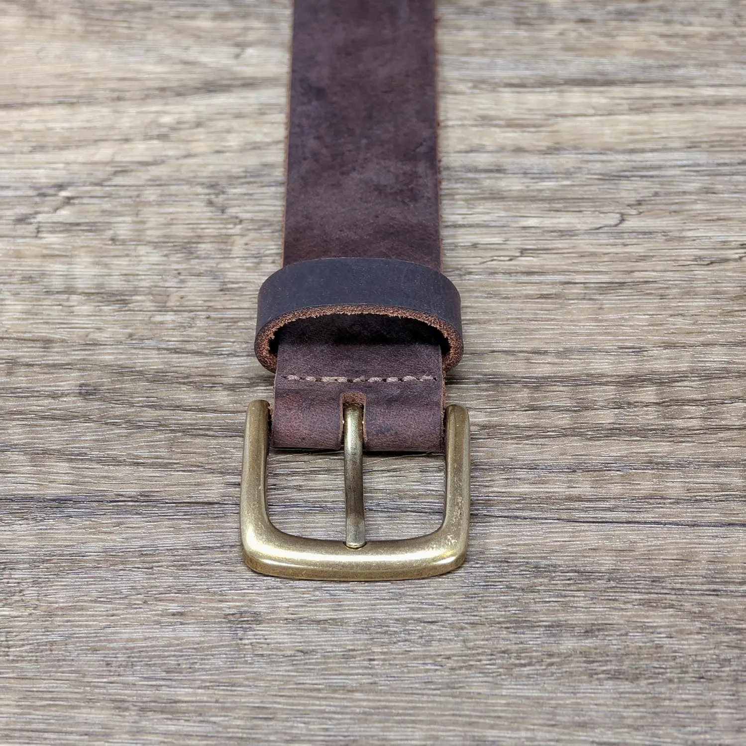Ashford Ridge Made in England 34mm Full Hide Leather Belt with Brass Colour Buckle