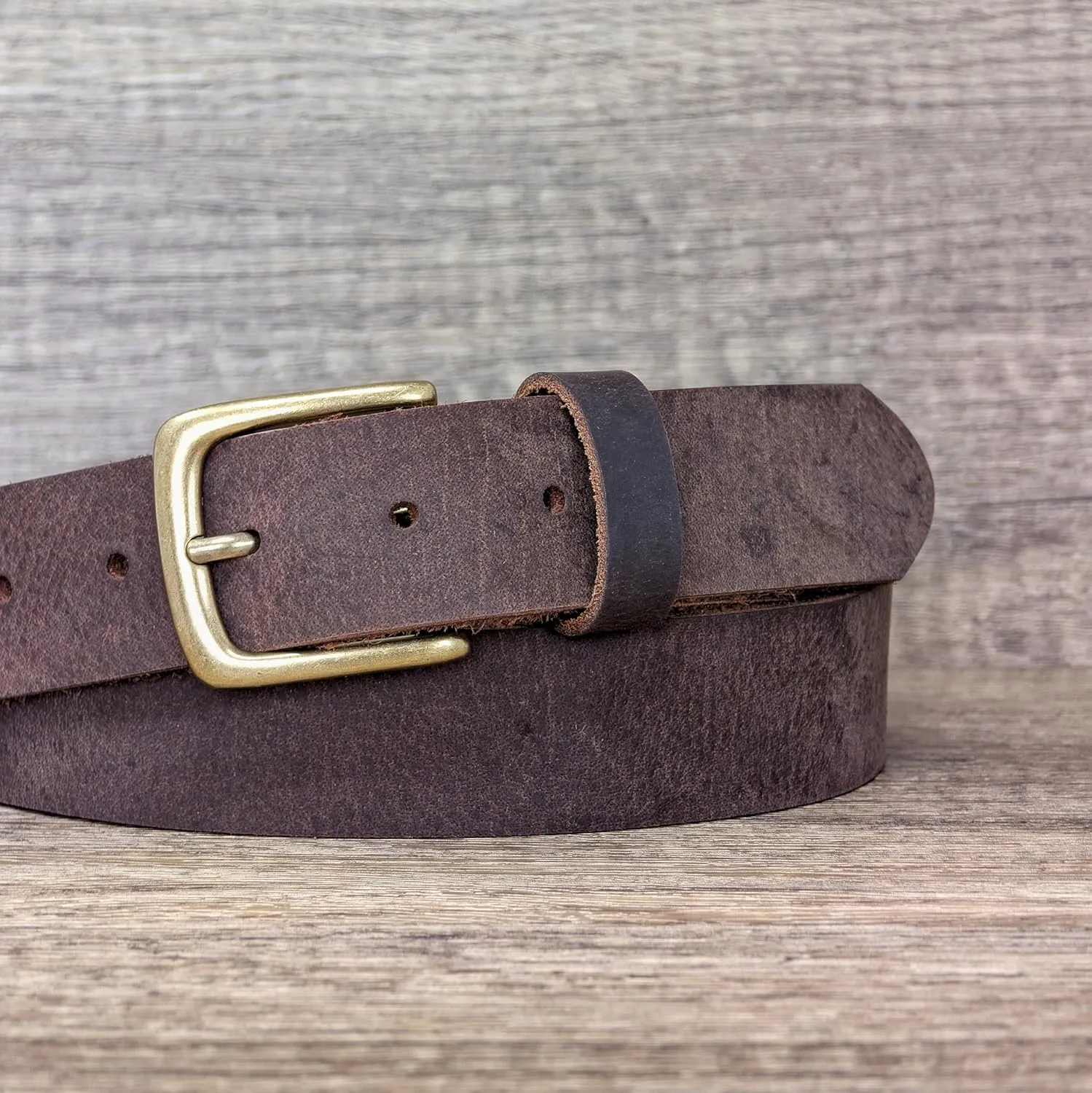 Ashford Ridge Made in England 34mm Full Hide Leather Belt with Brass Colour Buckle