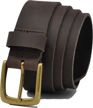 Ashford Ridge Made in England 34mm Full Hide Leather Belt with Brass Colour Buckle