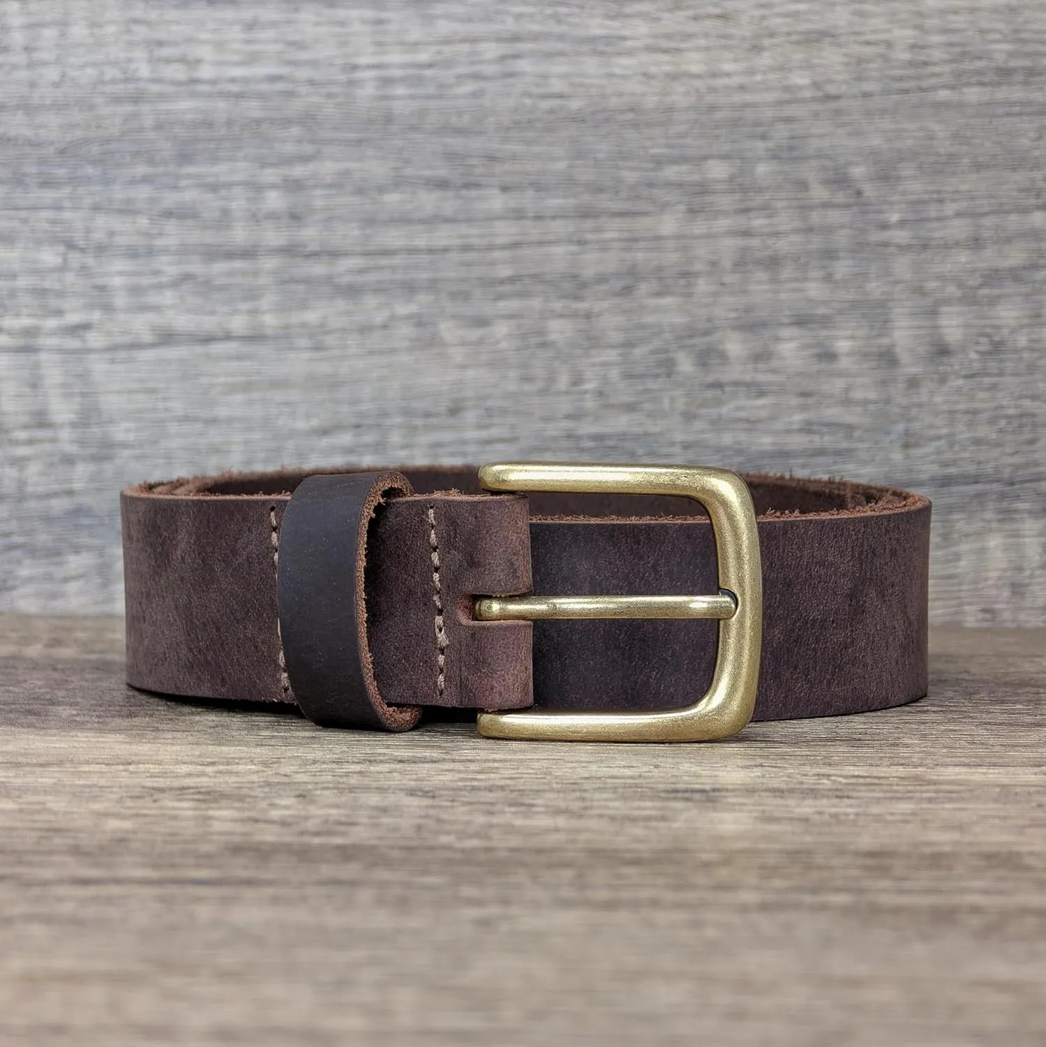 Ashford Ridge Made in England 34mm Full Hide Leather Belt with Brass Colour Buckle