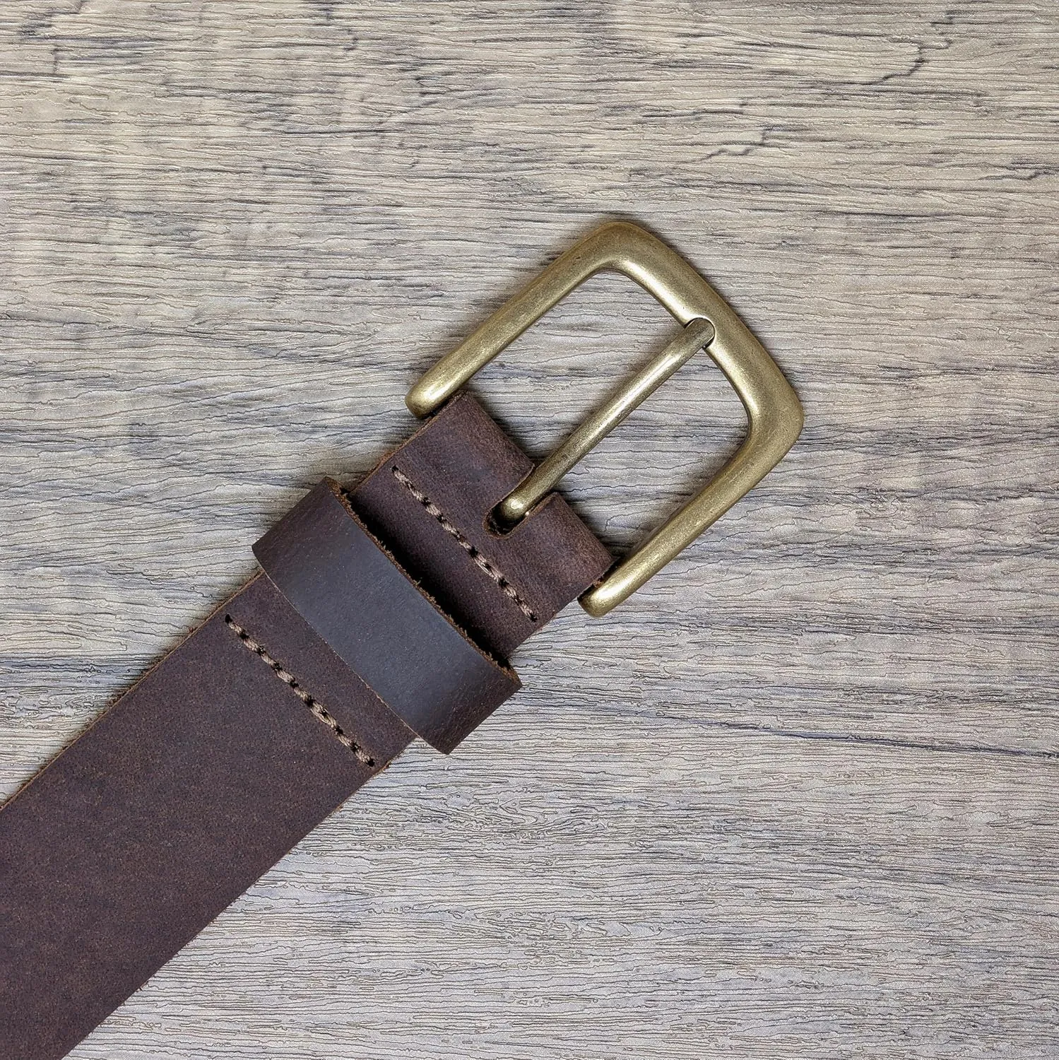 Ashford Ridge Made in England 34mm Full Hide Leather Belt with Brass Colour Buckle