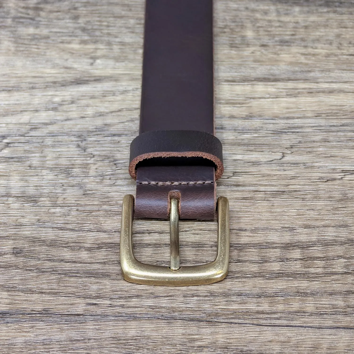 Ashford Ridge Made in England 34mm Full Hide Leather Belt with Brass Colour Buckle