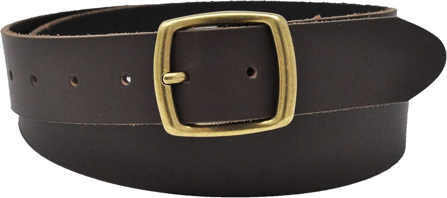 Ashford Ridge Made in England 34mm Full Hide Leather Belt with Brass Colour Full Buckle