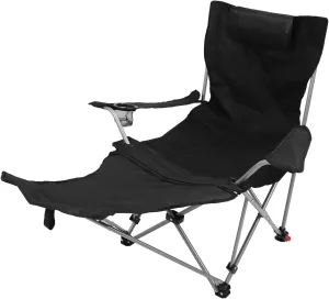 Asixxsix Camping Lounge Chair, 4 Positions Adjustable Reclining Chair with Removable Footrest, 330.7lbs Capacity, Portable Foldable Camping Recliner with Storage Bag for Outdoor