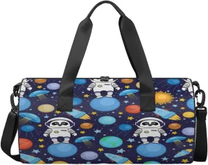 Astronaut Swinging On The Moon Sports Duffel Bag, Gym Tote Bag Waterproof Weekender Travel Bag for Overnight Travel Luggage Workout Women Men (Astronaut)