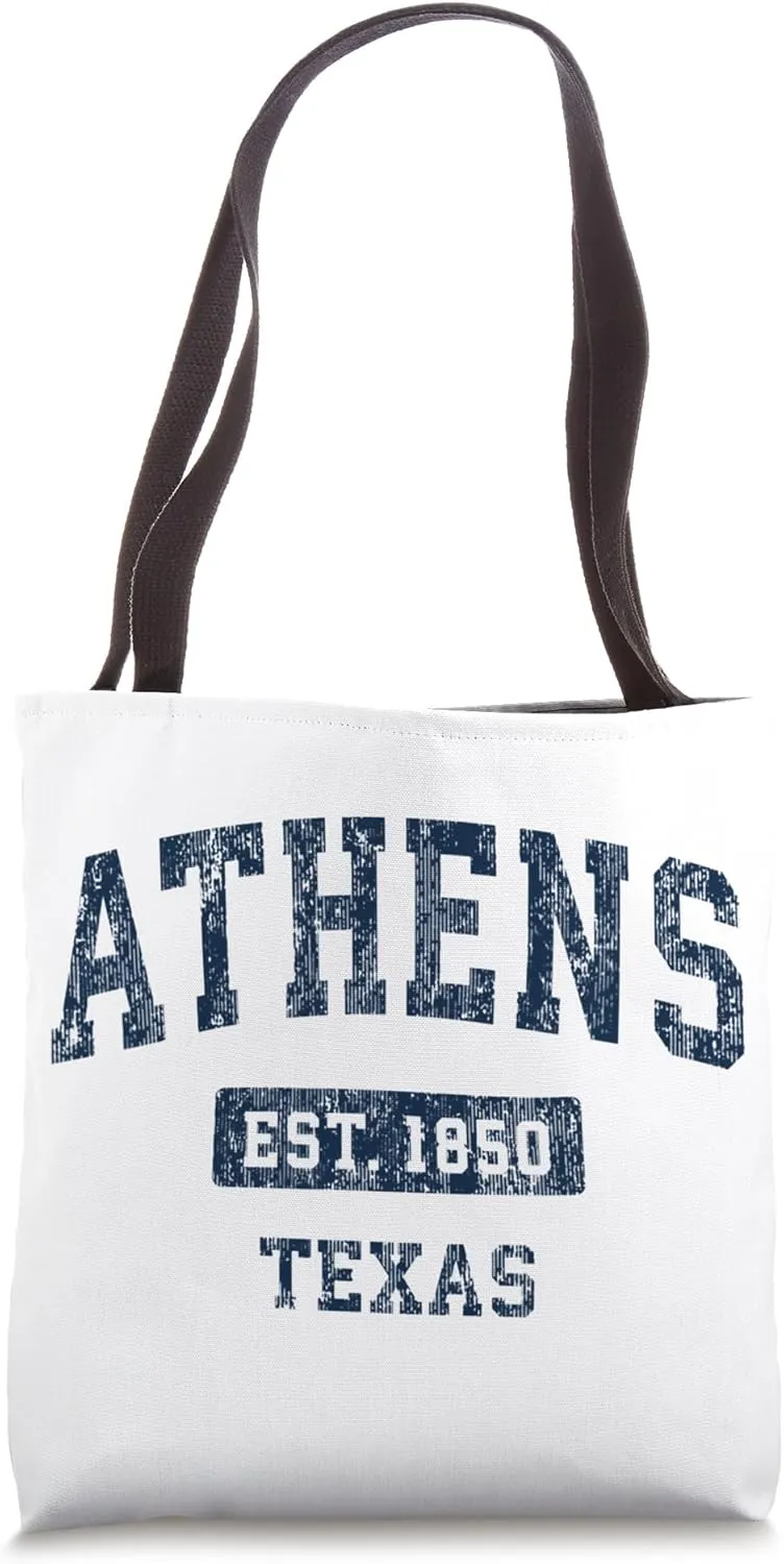 Athens Texas TX Vintage Sports Established Design Tote Bag