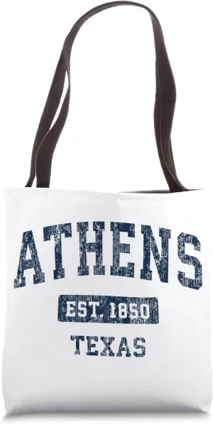 Athens Texas TX Vintage Sports Established Design Tote Bag