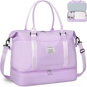 BAGAIL Travel Duffel Bag - Extra Large Weekender, Overnight Gym Carry On Tote with Wet Pocket, Hospital Mom Bag for Labor and Delivery - Purple