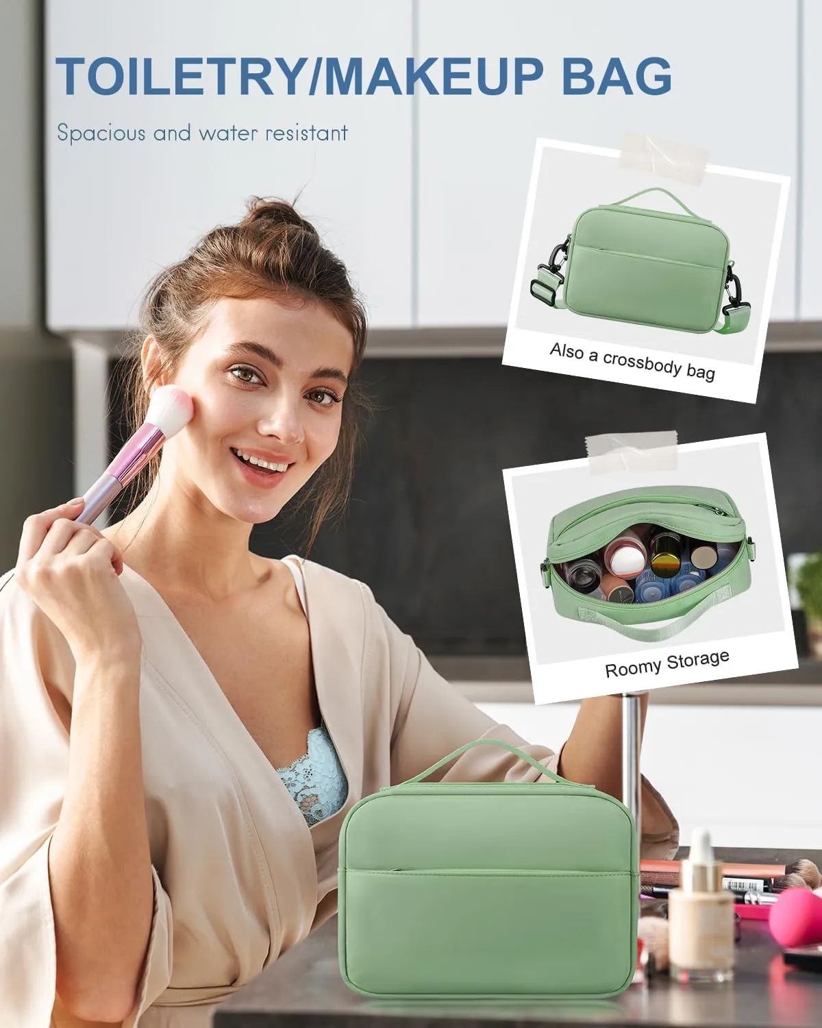 BAGAIL Travel Duffel Bag, Weekender Bags for Women, Overnight Gym Carry On Tote Bag with Wet Pocket, Hospital Mom Bag for Labor and Delivery - Extra Large Set, Olive Green