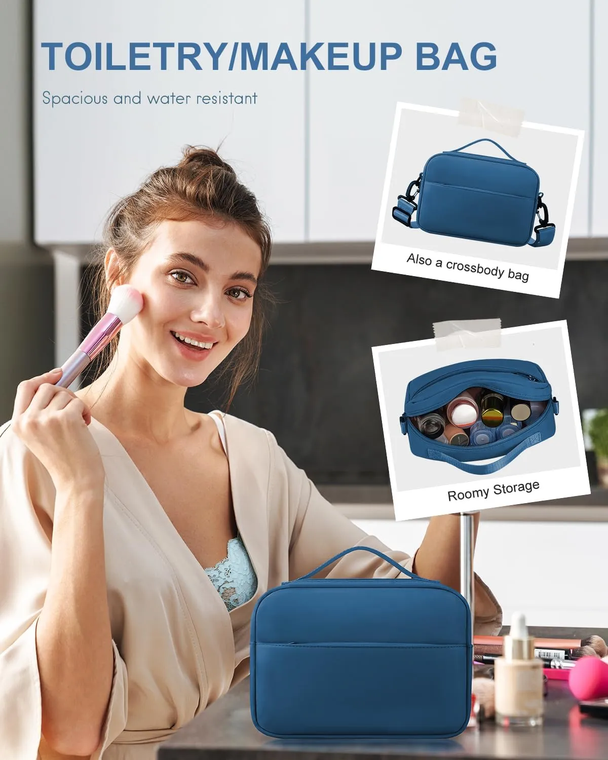 BAGAIL Travel Duffel Bag, Weekender Bags for Women, Overnight Gym Carry On Tote Bag with Wet Pocket, Hospital Mom Bag for Labor and Delivery - Extra Large Set, Peacock Blue
