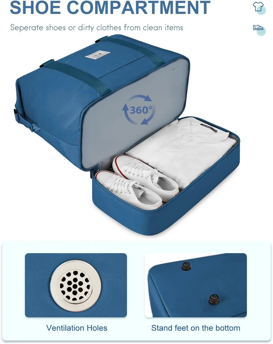 BAGAIL Travel Duffel Bag, Weekender Bags for Women, Overnight Gym Carry On Tote Bag with Wet Pocket, Hospital Mom Bag for Labor and Delivery - Extra Large Set, Peacock Blue