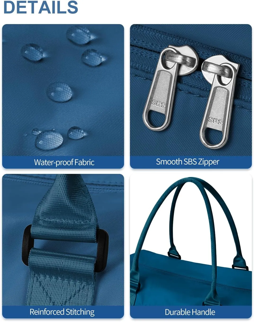 BAGAIL Travel Duffel Bag, Weekender Bags for Women, Overnight Gym Carry On Tote Bag with Wet Pocket, Hospital Mom Bag for Labor and Delivery - Extra Large Set, Peacock Blue