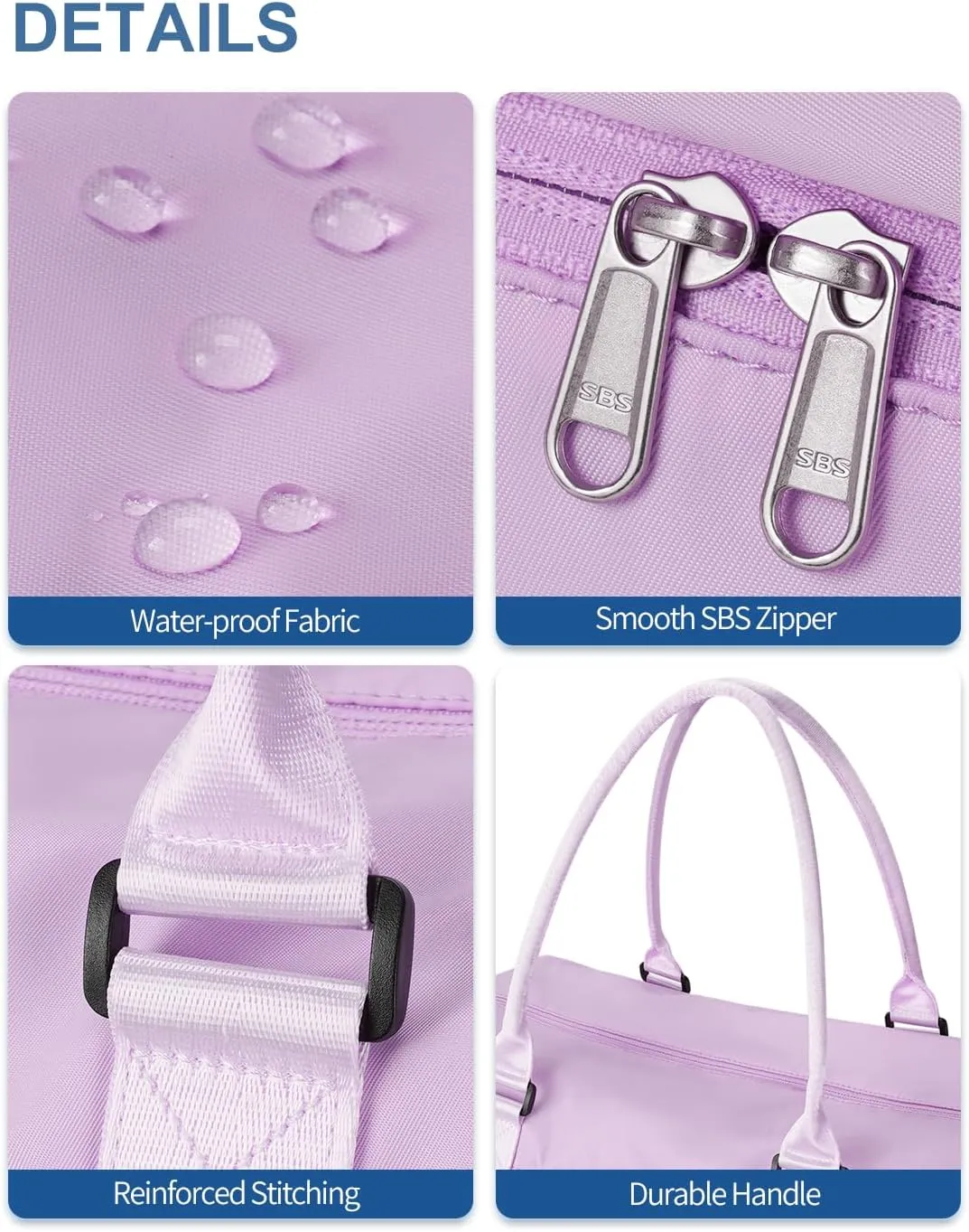 BAGAIL Travel Duffel Bag, Weekender Bags for Women, Overnight Gym Carry On Tote Bag with Wet Pocket, Hospital Mom Bag for Labor and Delivery - Extra Large Set, Purple