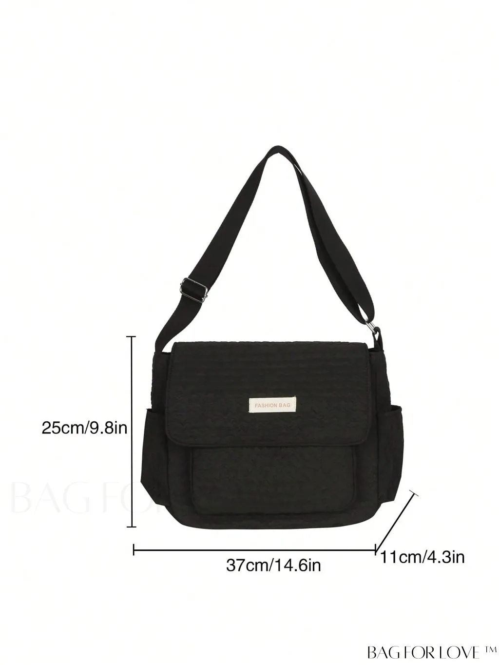 BagForLove - Blue Messenger Bag: Spacious Letter Patch Decor for a Stylish and Organized Look