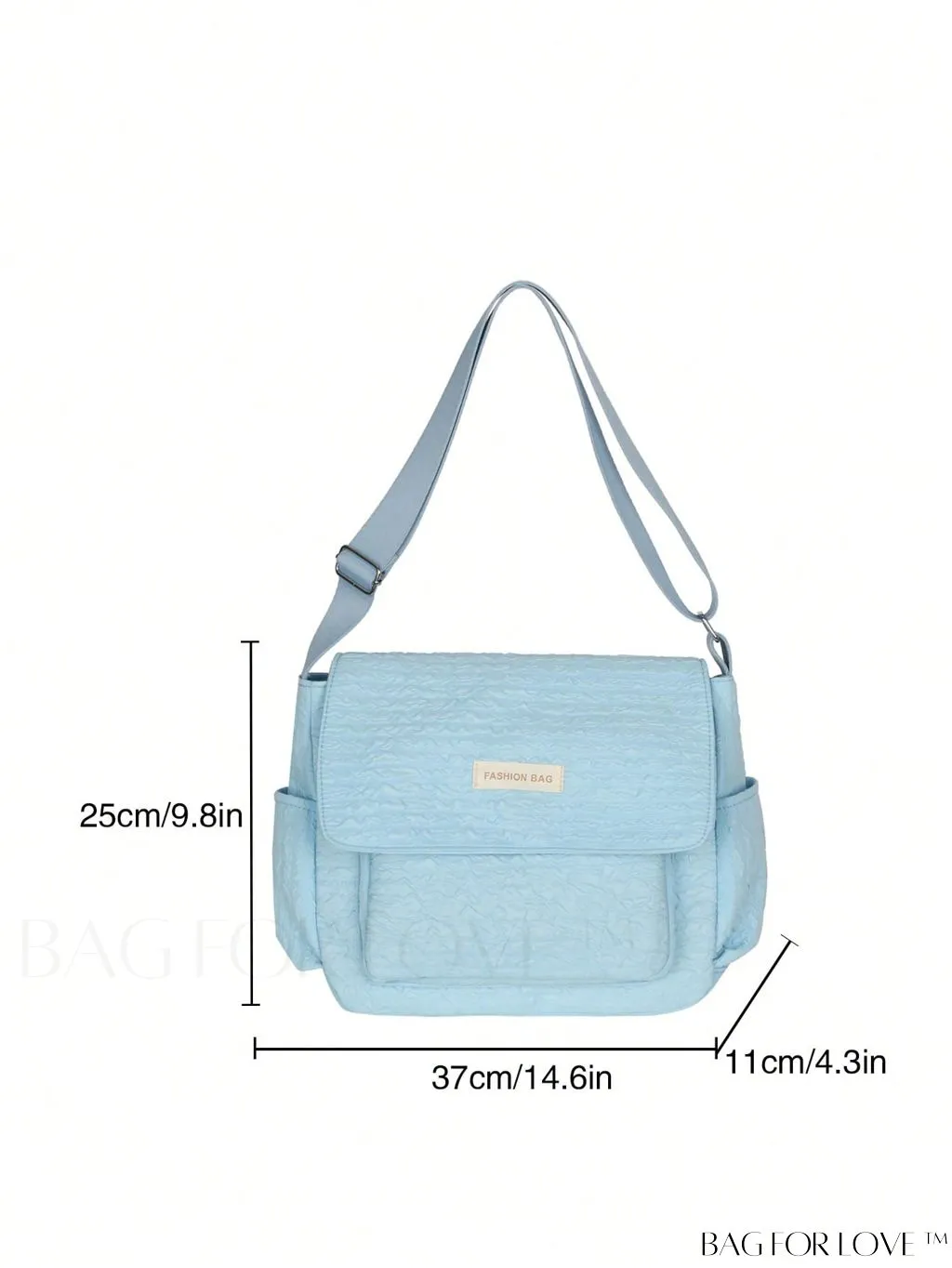 BagForLove - Blue Messenger Bag: Spacious Letter Patch Decor for a Stylish and Organized Look