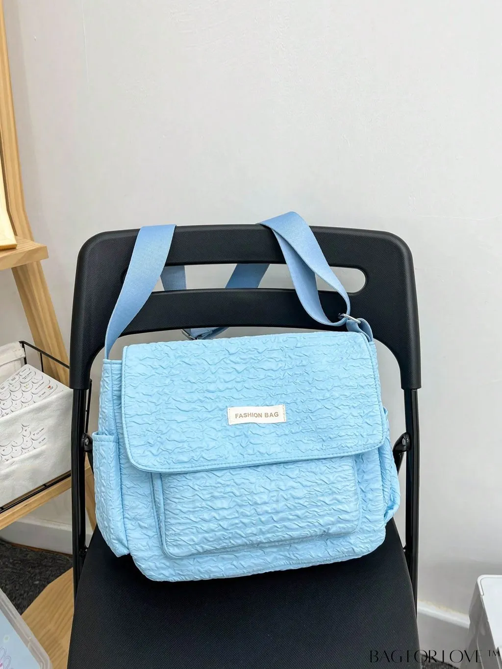 BagForLove - Blue Messenger Bag: Spacious Letter Patch Decor for a Stylish and Organized Look