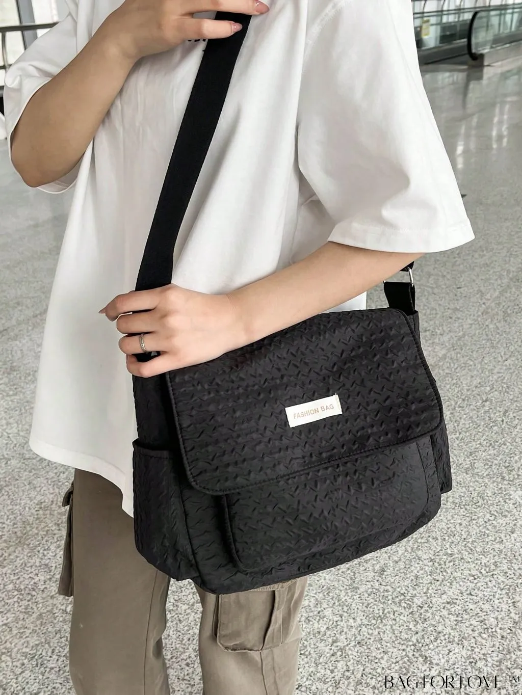 BagForLove - Blue Messenger Bag: Spacious Letter Patch Decor for a Stylish and Organized Look