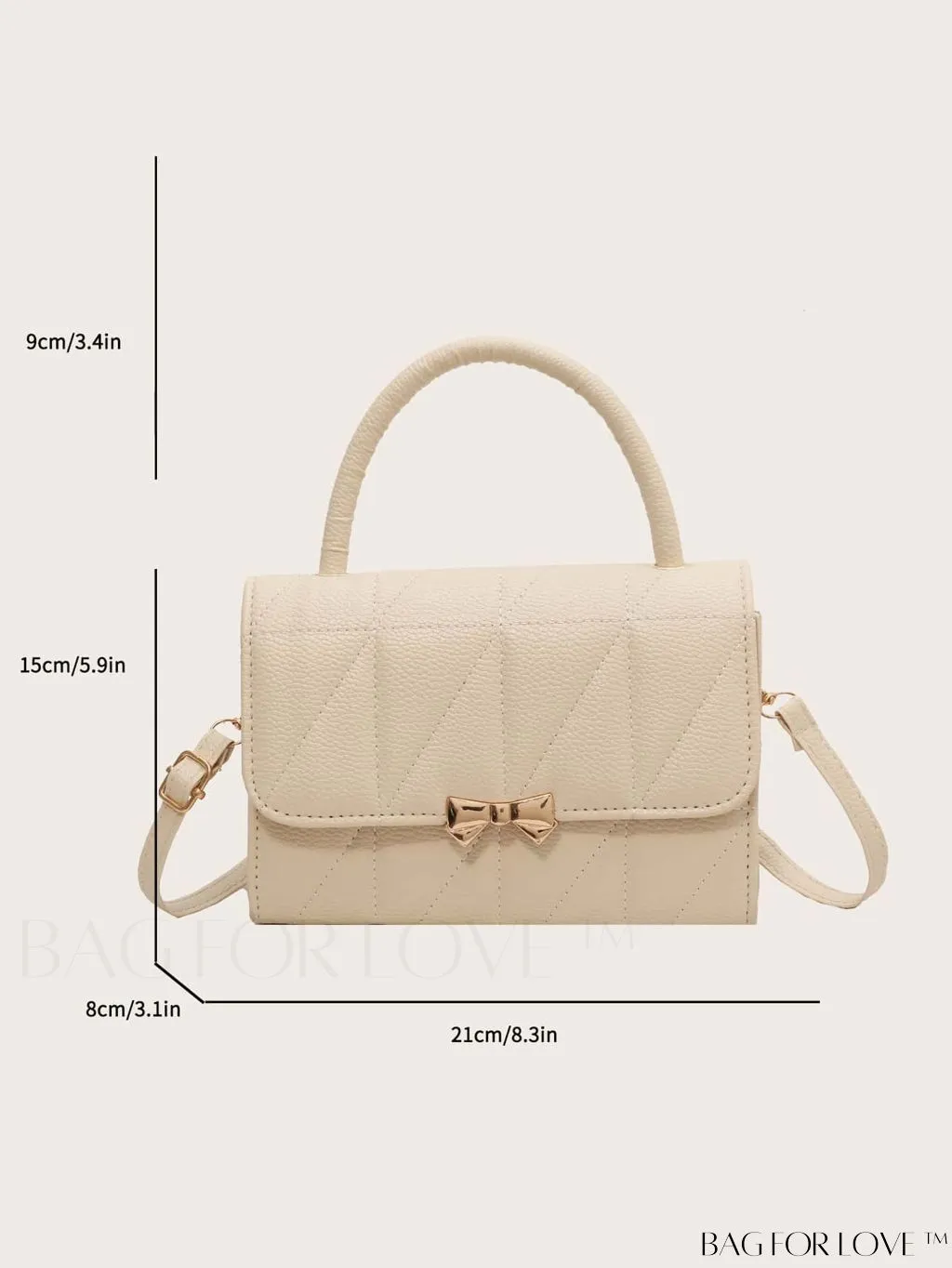 BagForLove - Chic Bow-Accented Flap Handbag with Adjustable Shoulder Strap