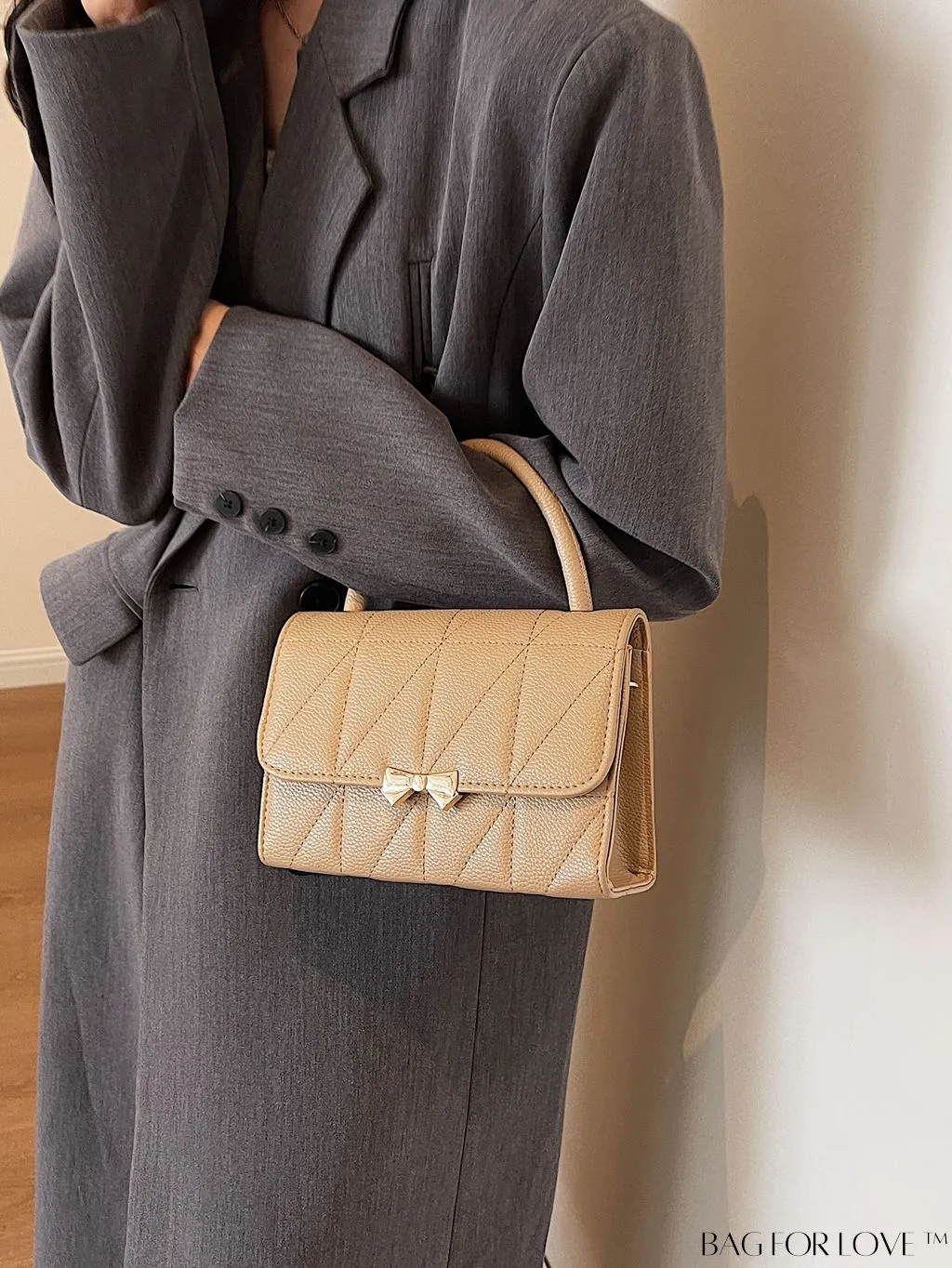 BagForLove - Chic Bow-Accented Flap Handbag with Adjustable Shoulder Strap