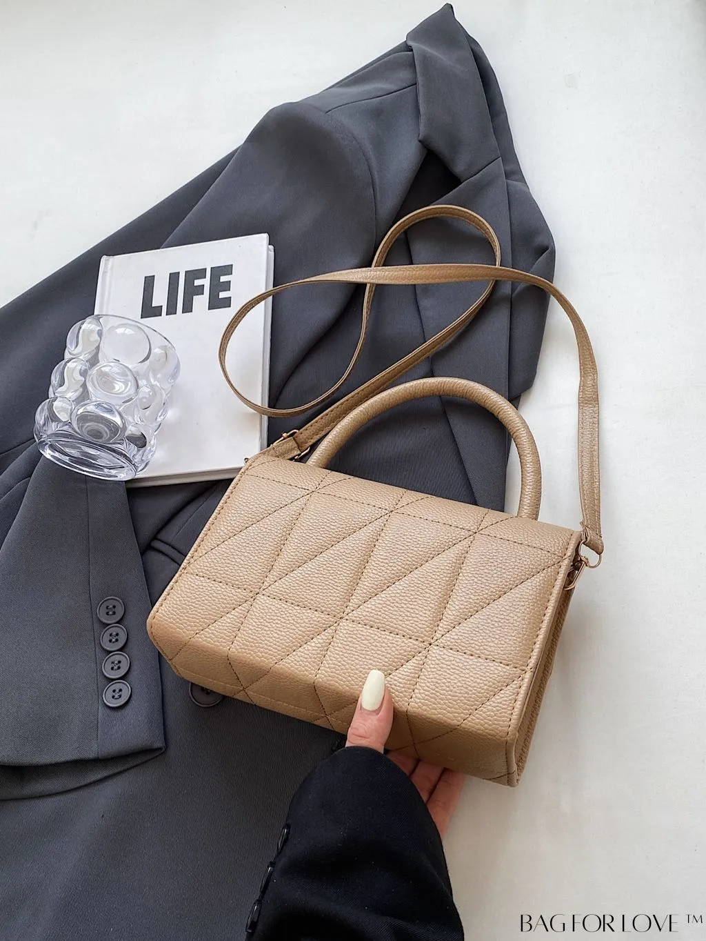 BagForLove - Chic Bow-Accented Flap Handbag with Adjustable Shoulder Strap