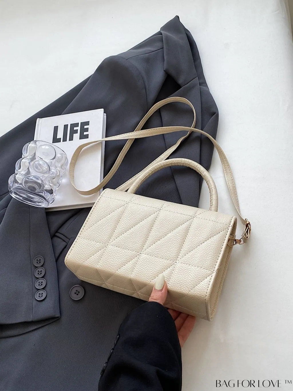BagForLove - Chic Bow-Accented Flap Handbag with Adjustable Shoulder Strap
