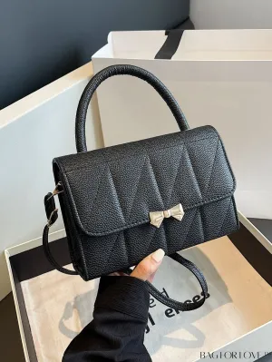 BagForLove - Chic Bow-Accented Flap Handbag with Adjustable Shoulder Strap