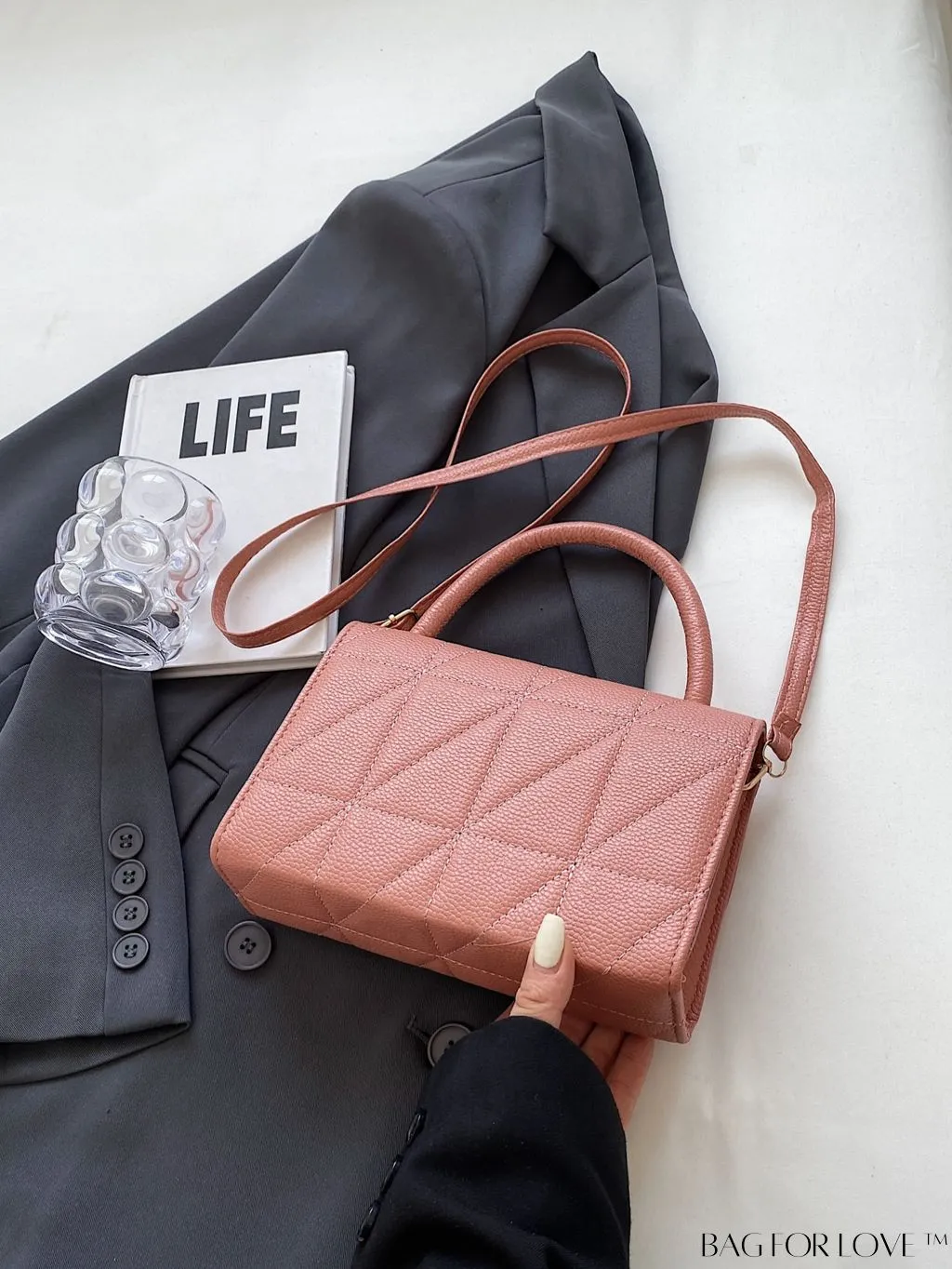 BagForLove - Chic Bow-Accented Flap Handbag with Adjustable Shoulder Strap