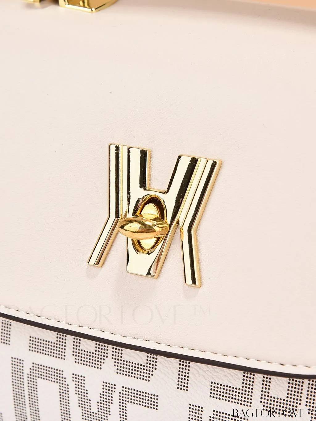 BagForLove - Chic Flap Top Handle Bag with Letter Pattern - Square Design